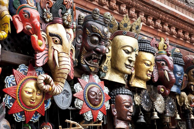 wooden-masks-swayambhunath-temple-kathmandu-nepal