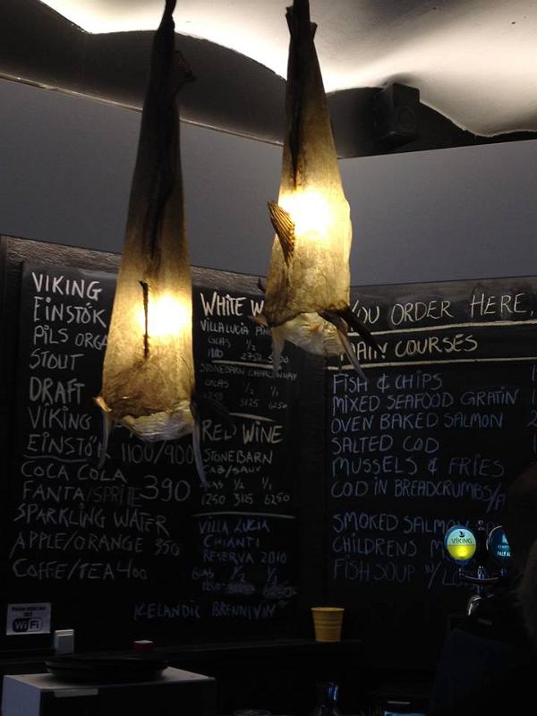 Fish skin lamps, Reykjavik Fish Restaurant