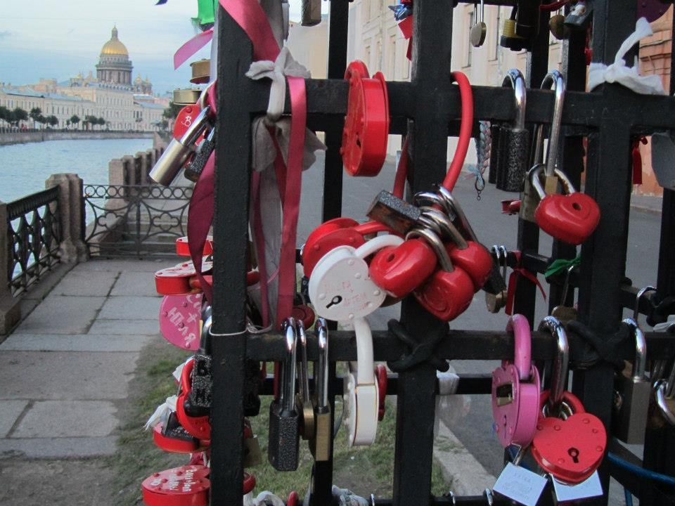 Love locks by the river, St Isaac's in back 173
