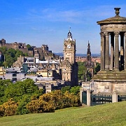 Edinburgh Castle from Calton Hill with Dugald Stewart Monument 6318302.jpg
