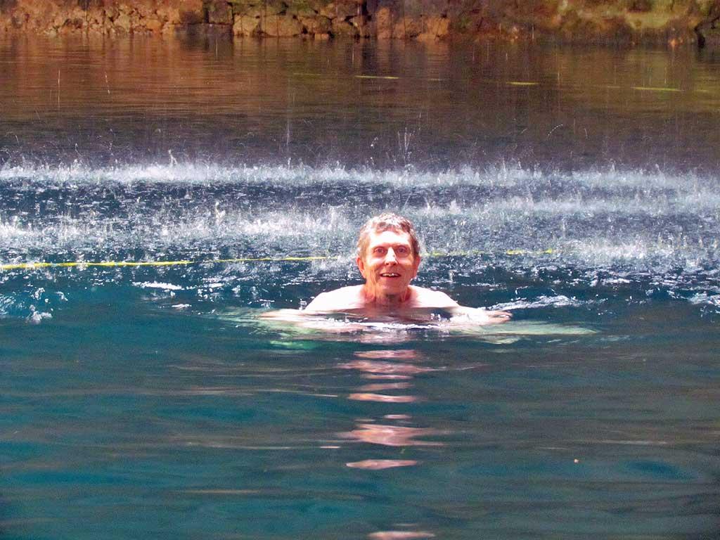 Tim at Cenote Hubiku, 100 feet deep 07