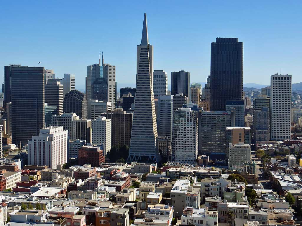 Transamerica building and downtown viewed from the Coit Tower 215