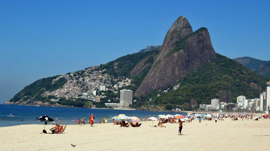 Ipanema beach with Vidigal favela 2258
