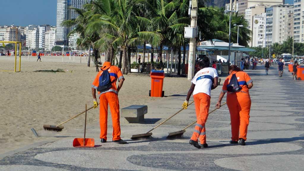 Sweeping Copacabana Beach each morning 2240