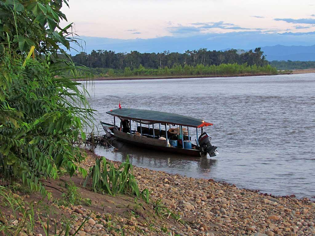 Anchored at our camp site, Tambopata River 125
