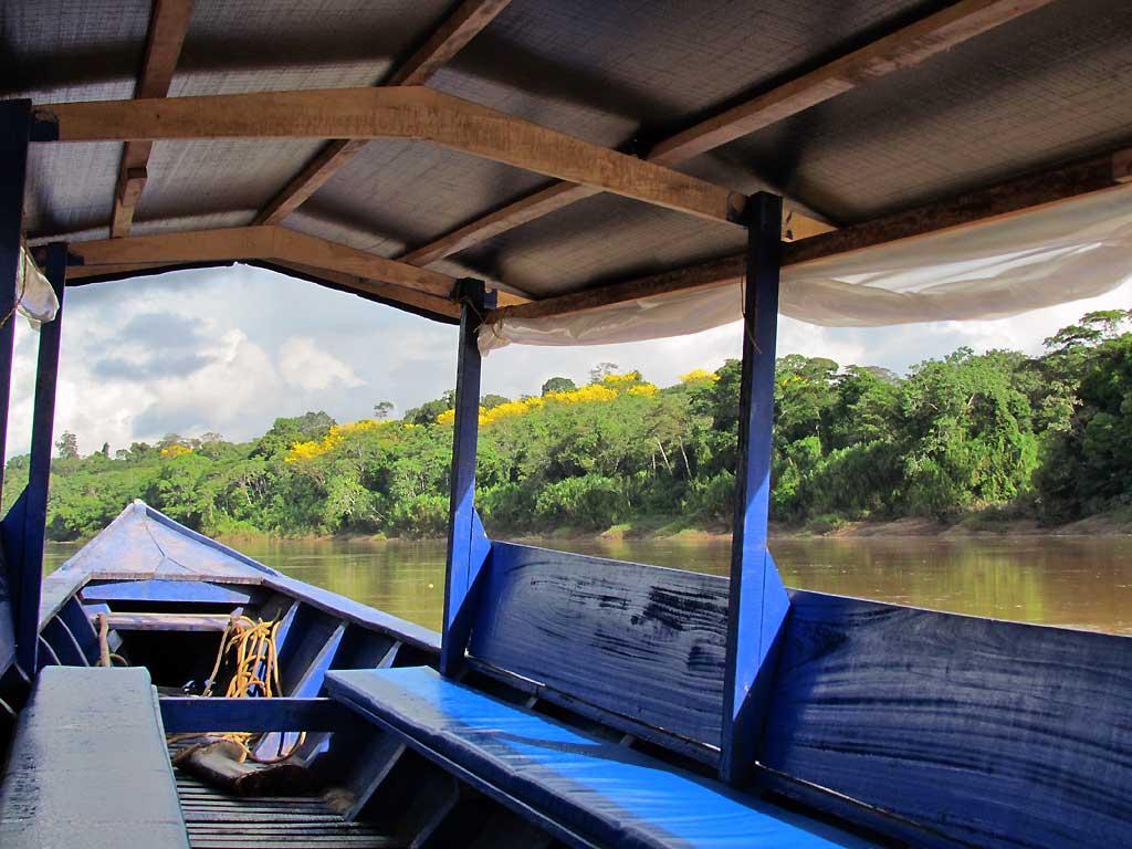 Wooden boat on the Tambopata River 164