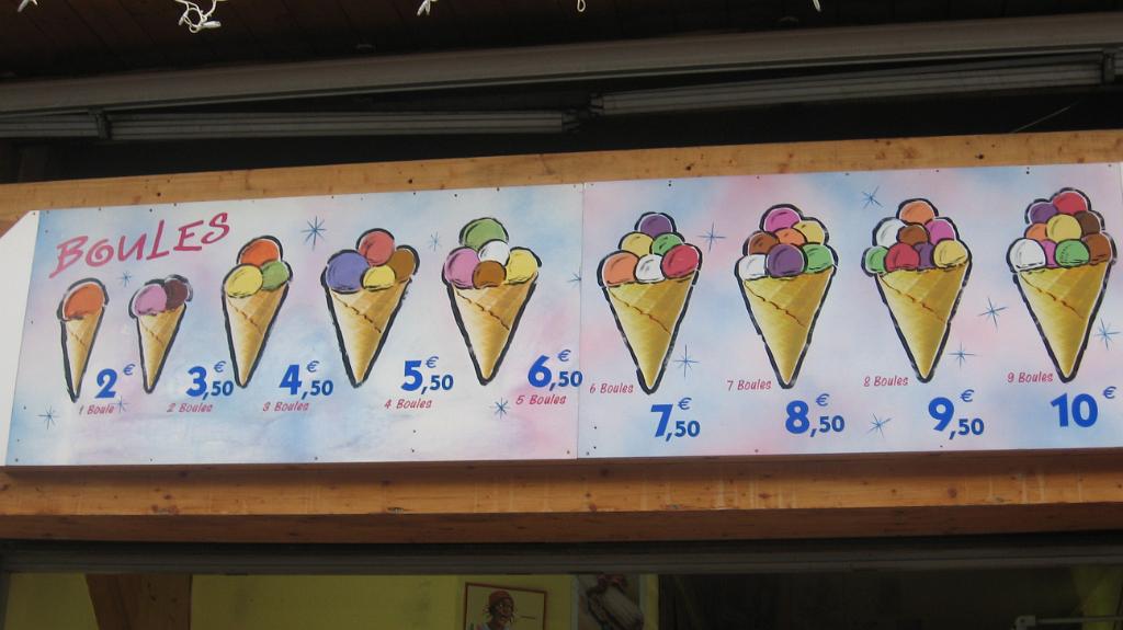 Ice cream sign, Chamonix, France