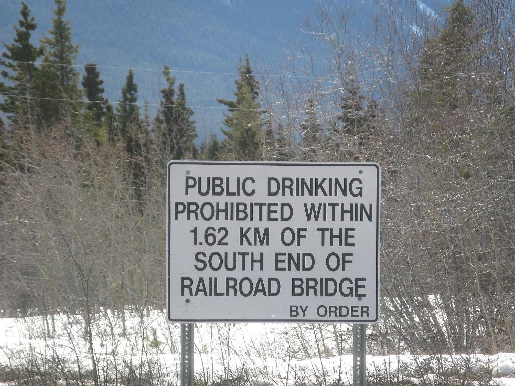 Liquor use warning, Yukon Territory, Canada