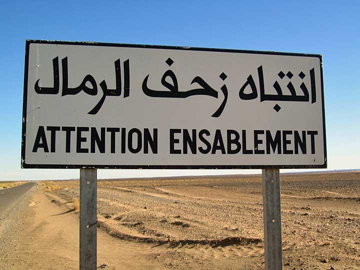 Morocco.  Sand warning
